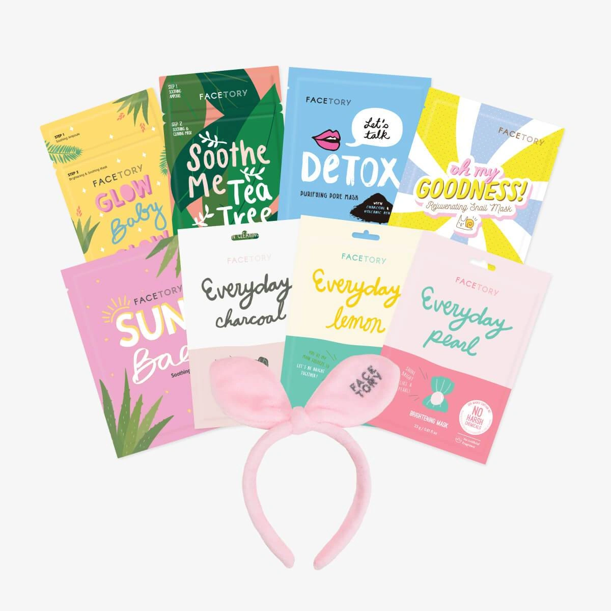 Skin Type Sheet Mask Collection With Bow Bunny Hairband Value 30 45 by FaceTory