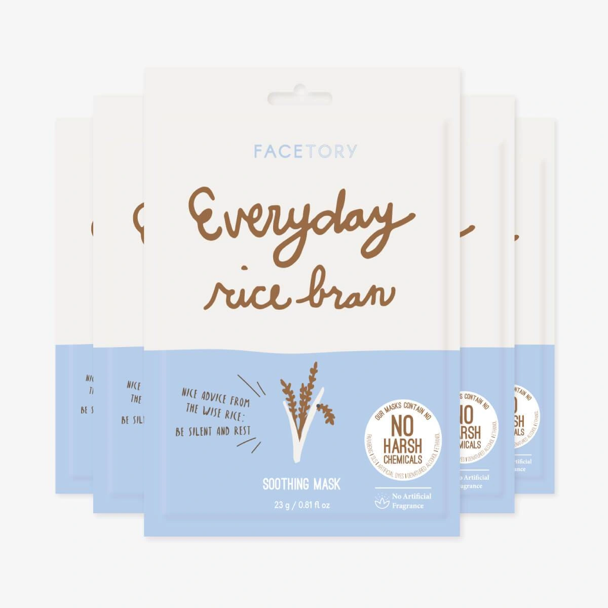 Everyday Rice Bran Soothing Sheet Mask 5-Pack by FaceTory