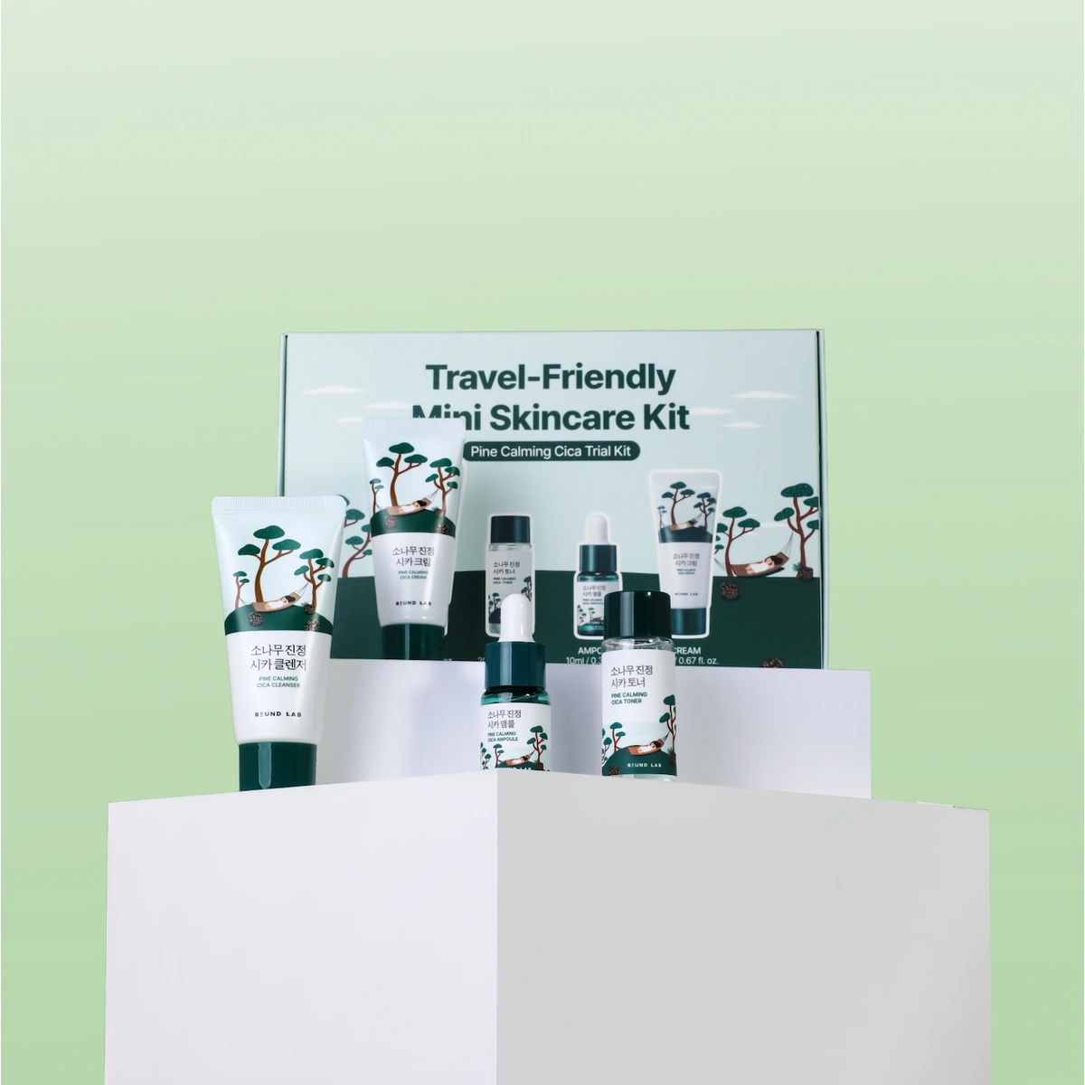 Pine Calming Cica Travel Routine Trial Kit by Round Lab