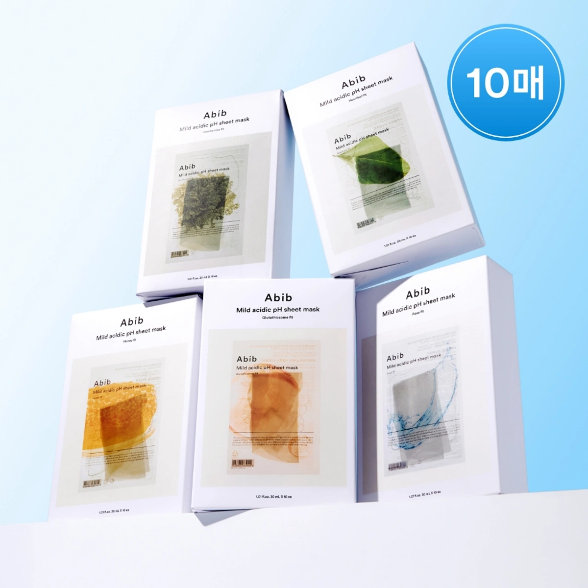 Abib Mild Acidic Ph Sheet Mask 10 Sheet Heartleaf Jericho Rose Aqua Glutathione Honey by Abib