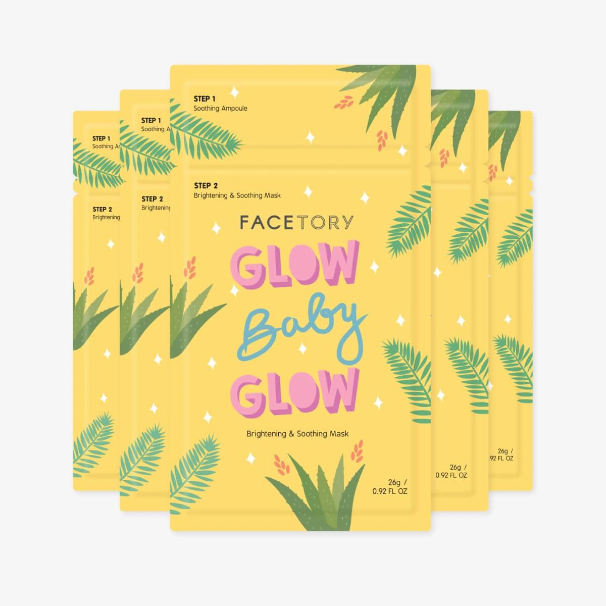 Glow Baby Glow 2 Step Sheet Mask Brightening Soothing 10-Pack by FaceTory