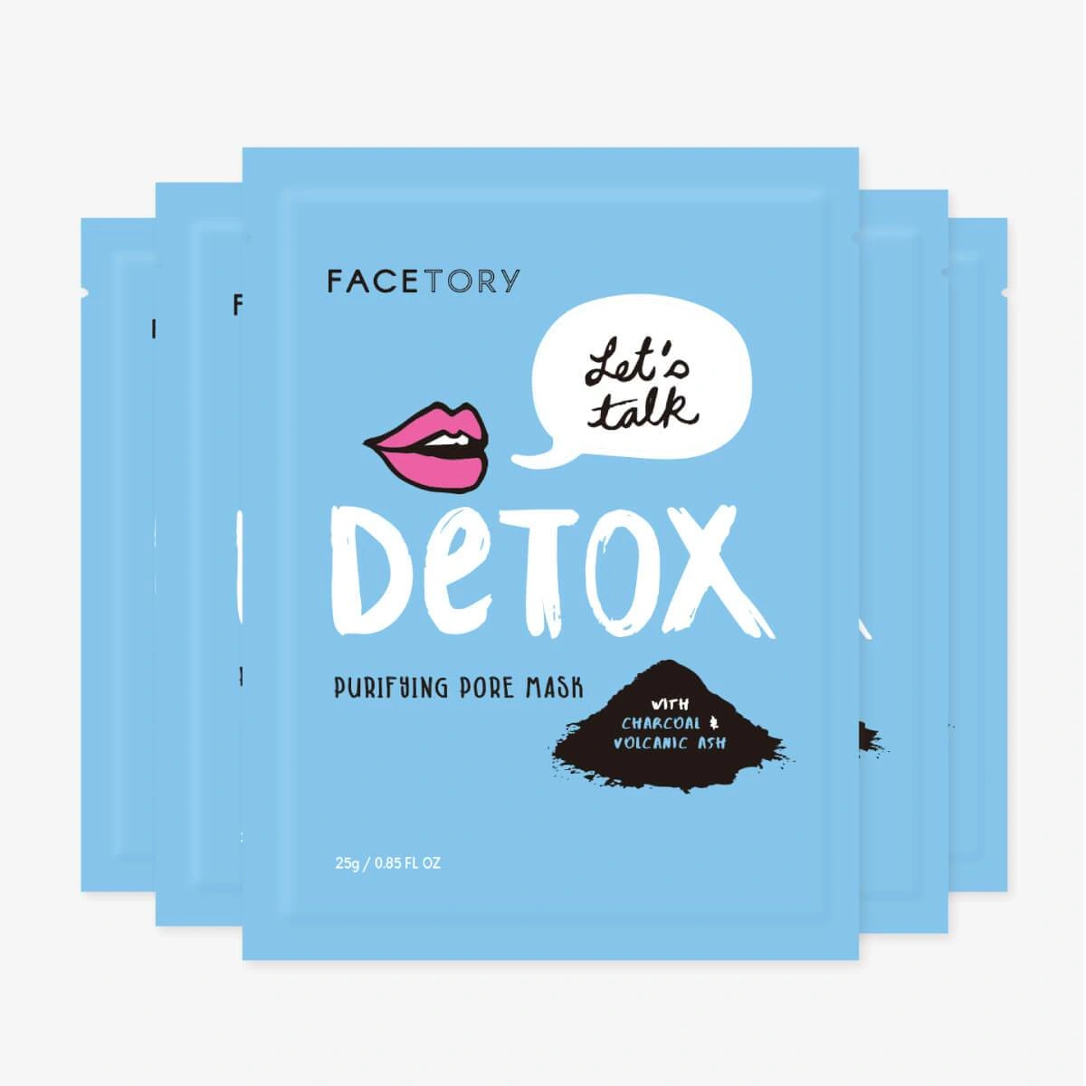 Let S Talk Detox Charcoal Sheet Mask Purifying 10-Pack by FaceTory