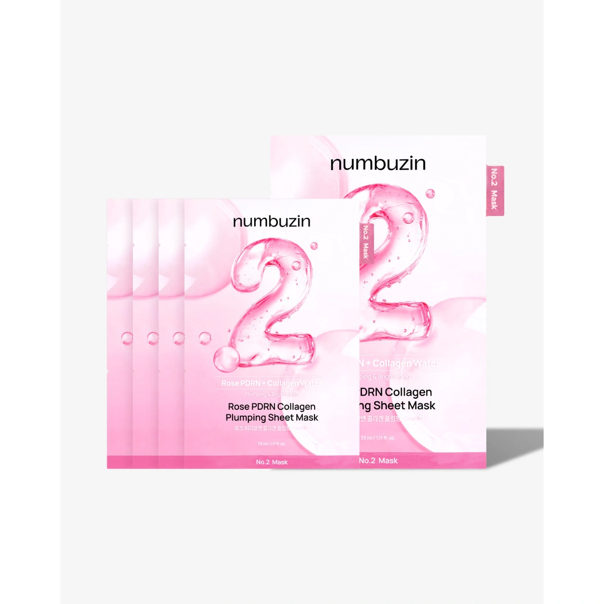 No 2 Rose Pdrn Collagen Plumping Sheet Mask 4 Sheets by Numbuzin