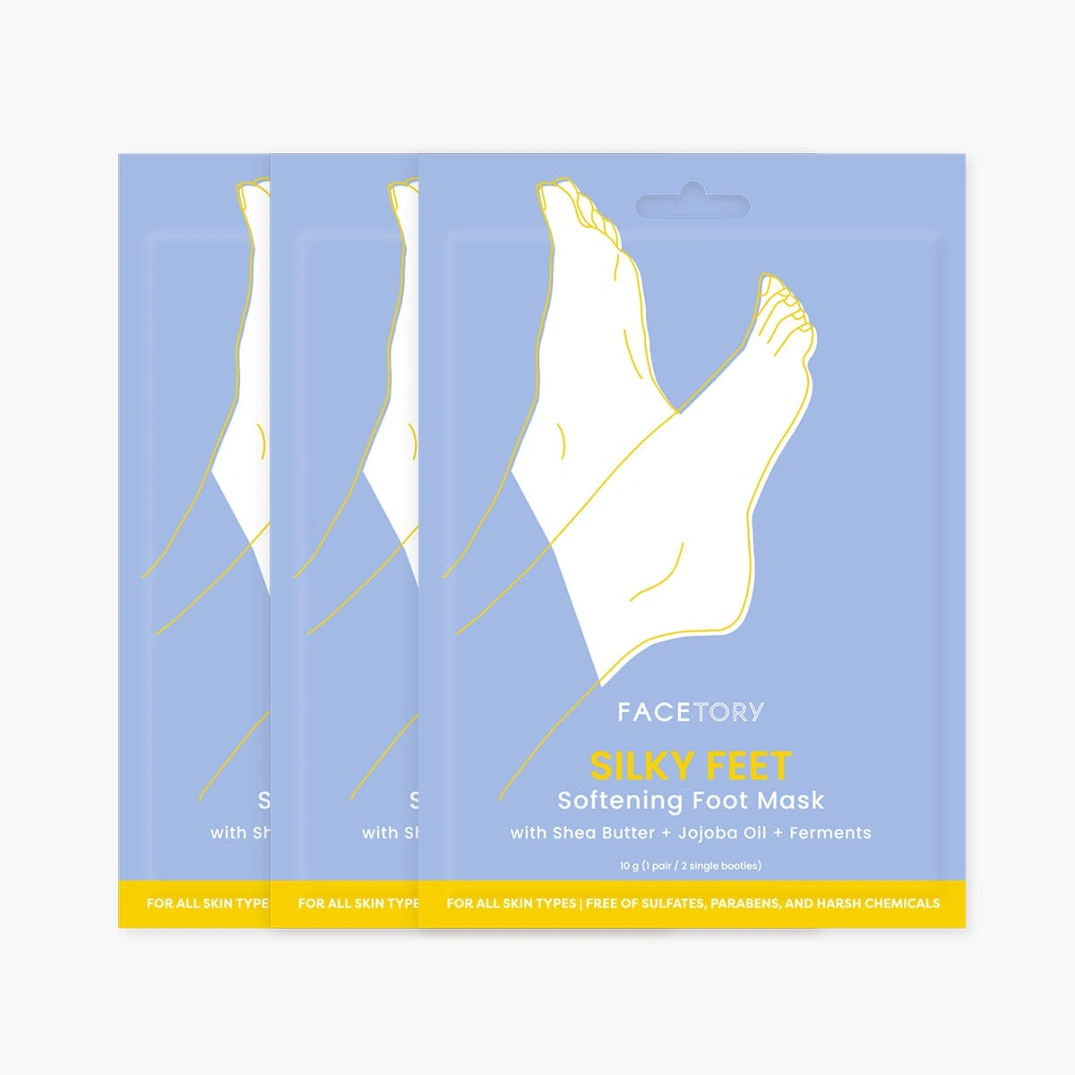 Silky Feet Softening Foot Mask Shea Butter And Jojoba Oil 3-Pack by FaceTory