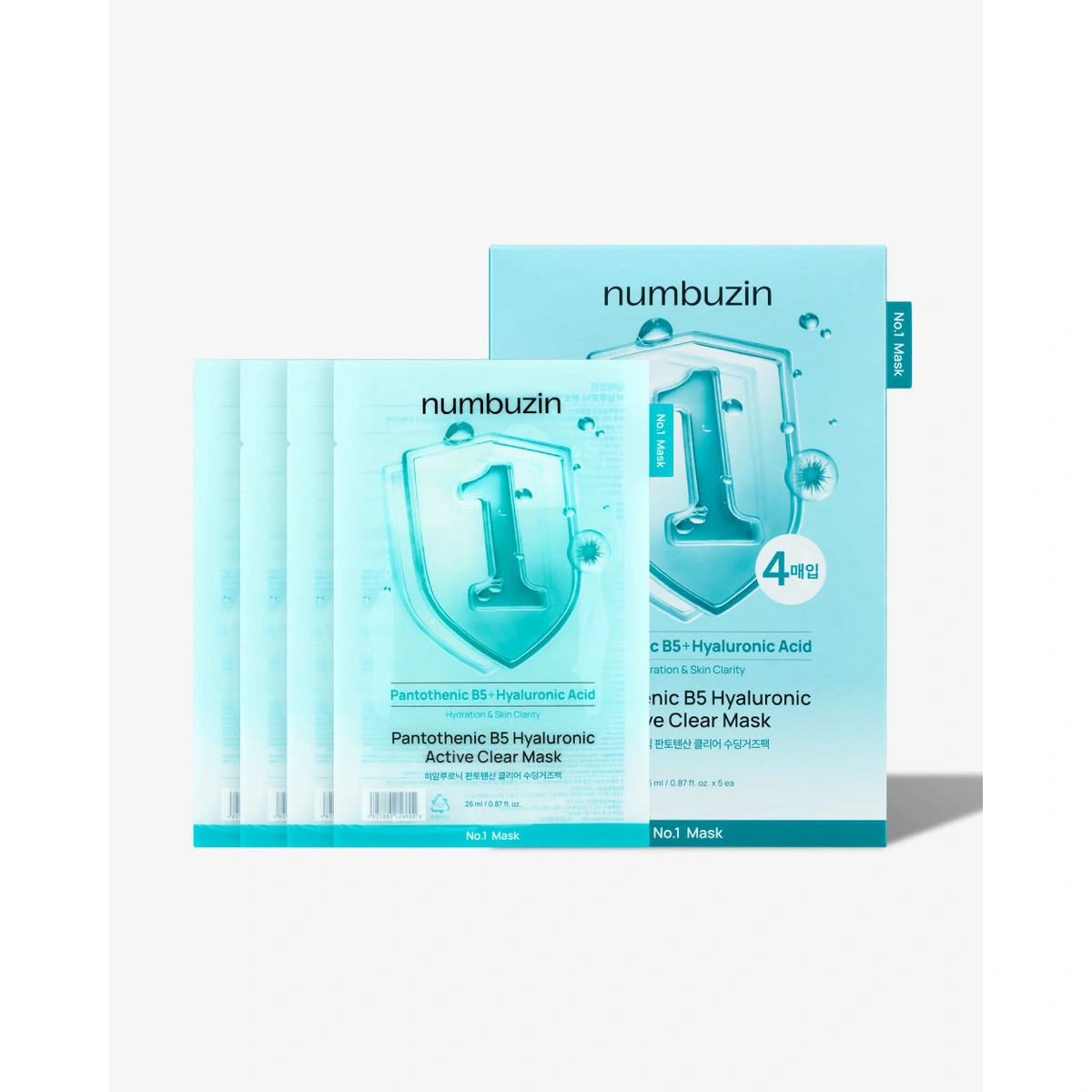 No 1 Pantothenic B5 Hyaluronic Active Clear Mask 4 Sheets by Numbuzin