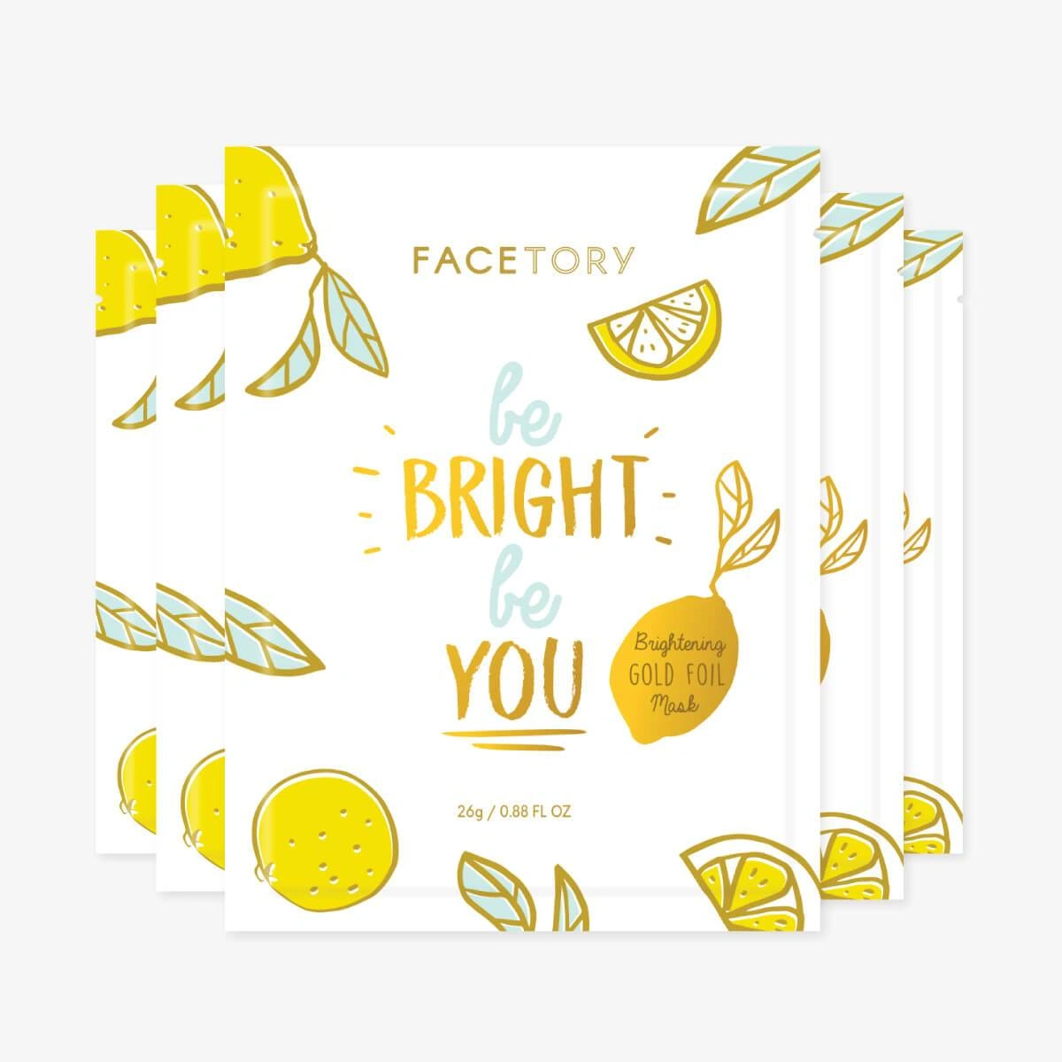 Be Bright Be You Gold Foil Sheet Mask Brightening 5-Pack by FaceTory