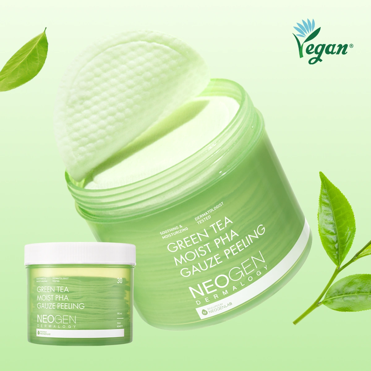 Neogen Dermalogy Green Tea Moist Pha Gauze Peeling 30 Sheets by Neogen