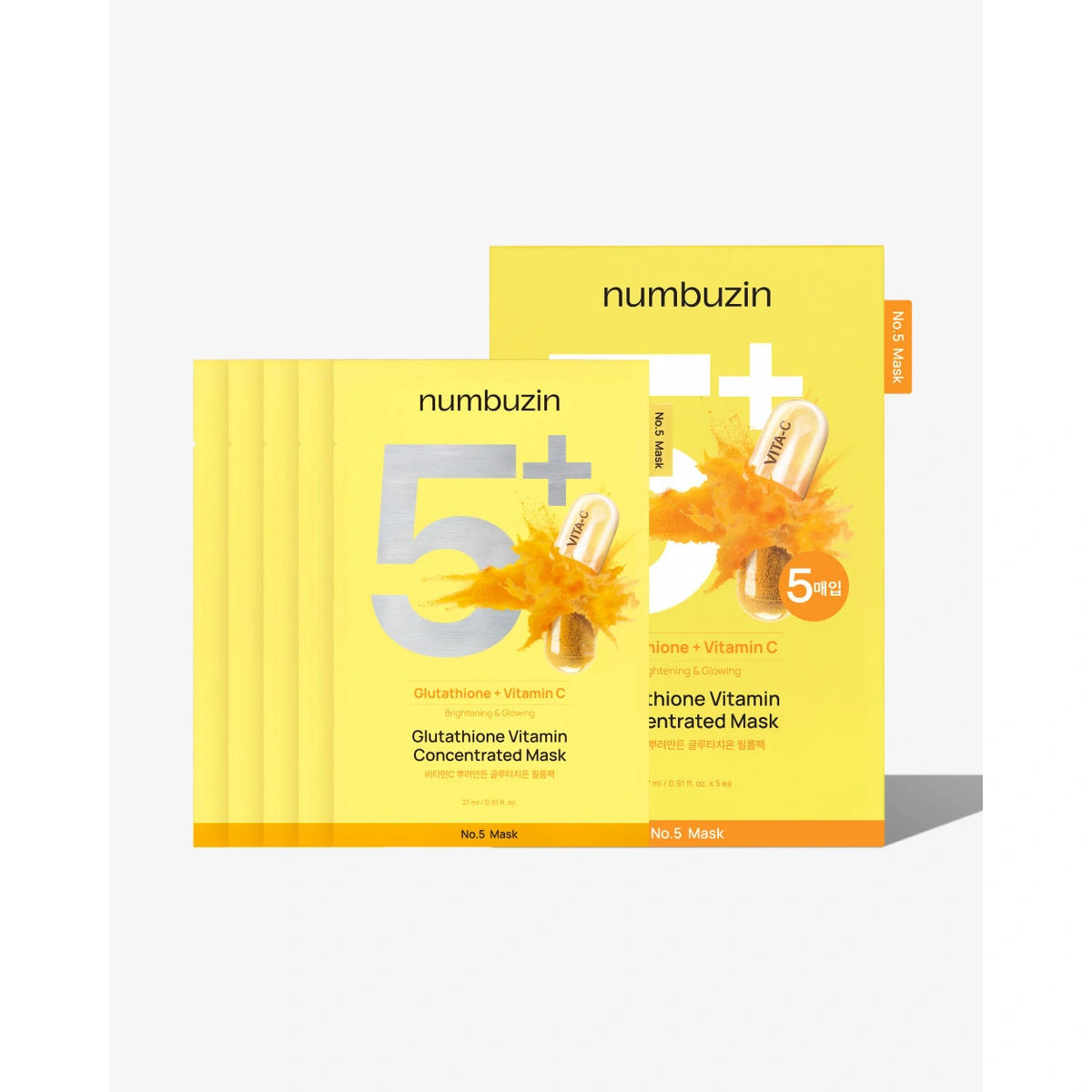 No 5 Glutathione Vitamin Concentrated Sheet Mask 5 Sheets by Numbuzin