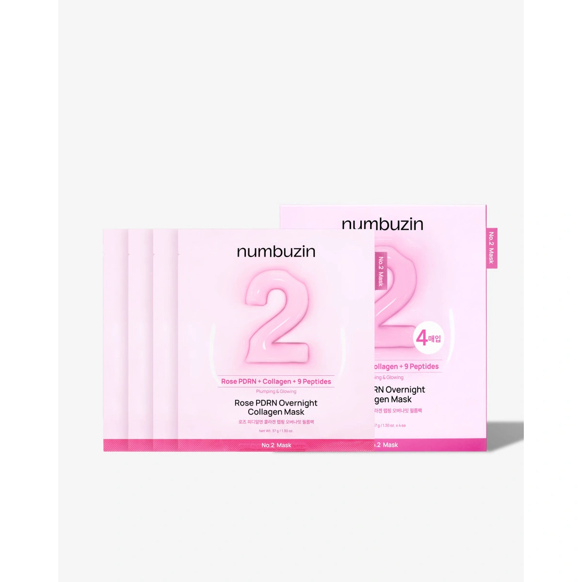 No 2 Rose Pdrn Overnight Collagen Mask 4 Masks by Numbuzin