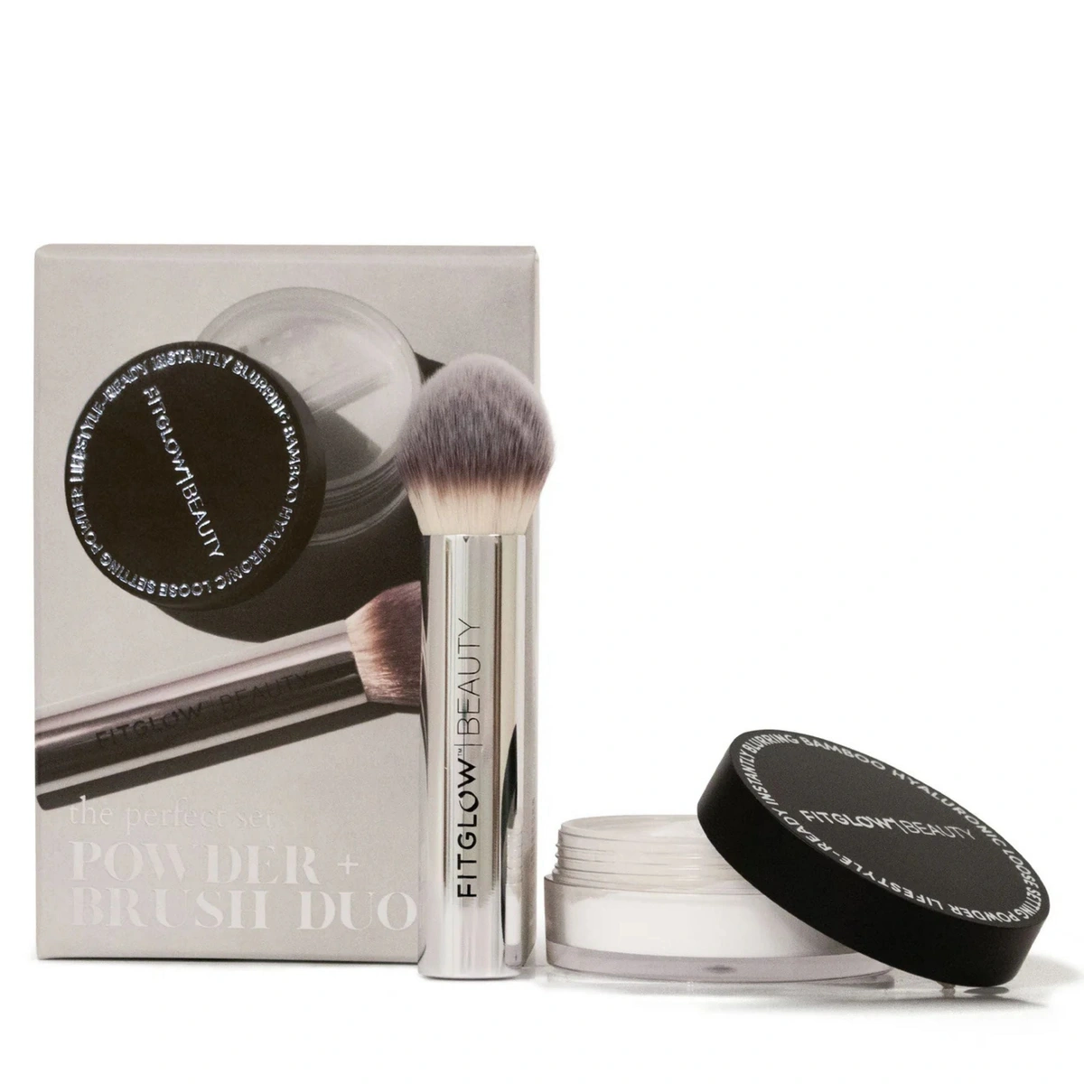 Bamboo Hyaluronic Loose Setting Powder Brush Duo by Fitglow Beauty