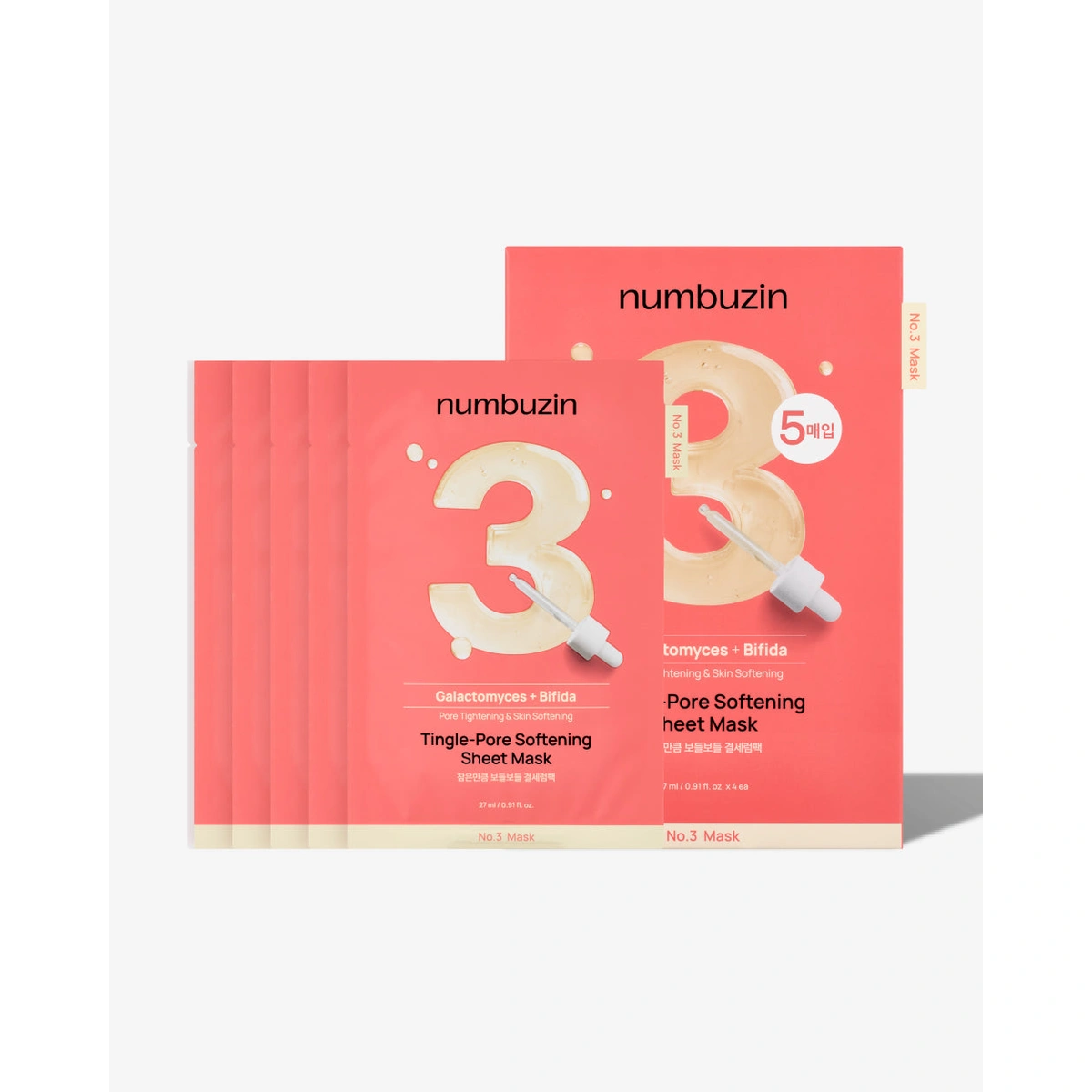 No 3 Tingle Pore Softening Sheet Mask 5 Sheets by Numbuzin