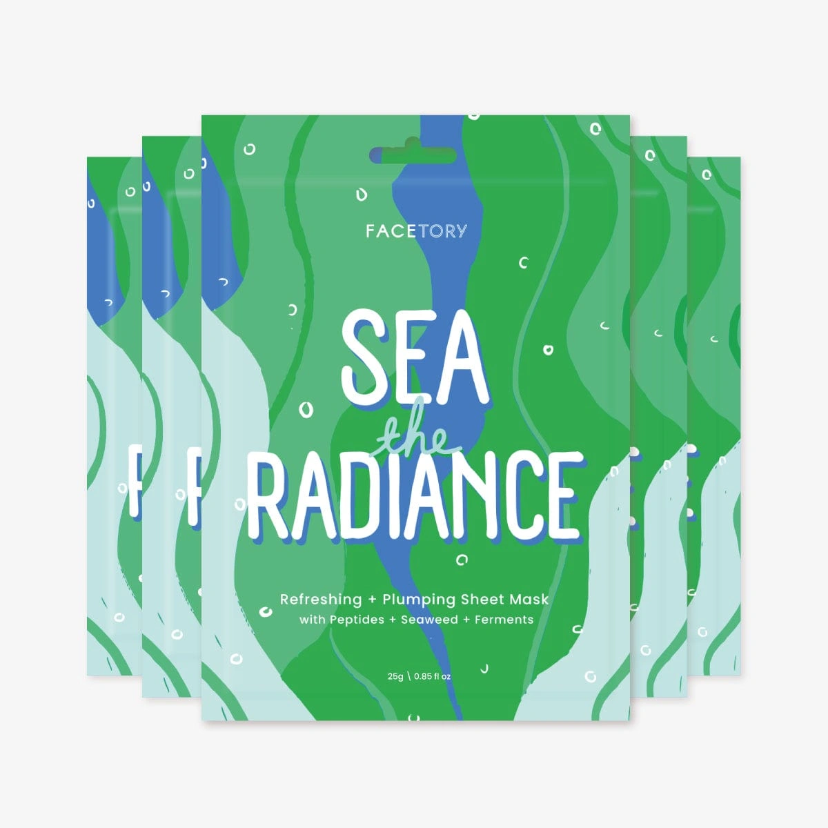 Sea The Radiance Refreshing And Plumping Sheet Mask Peptides And Seaweed 5-Pack by FaceTory
