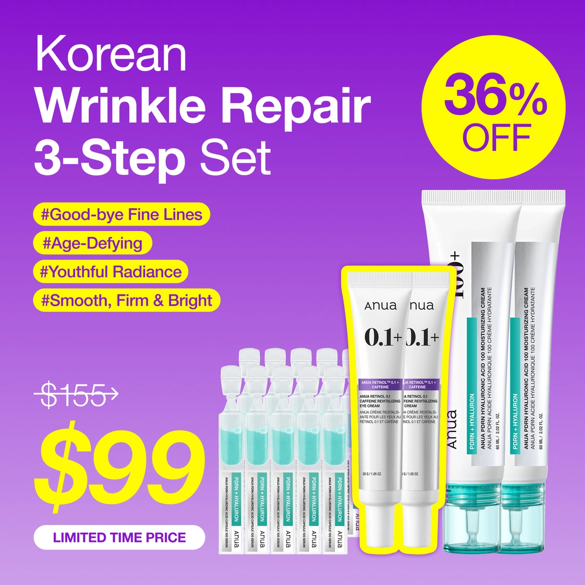 Korean Wrinkle Repair 3 Step Set by Anua